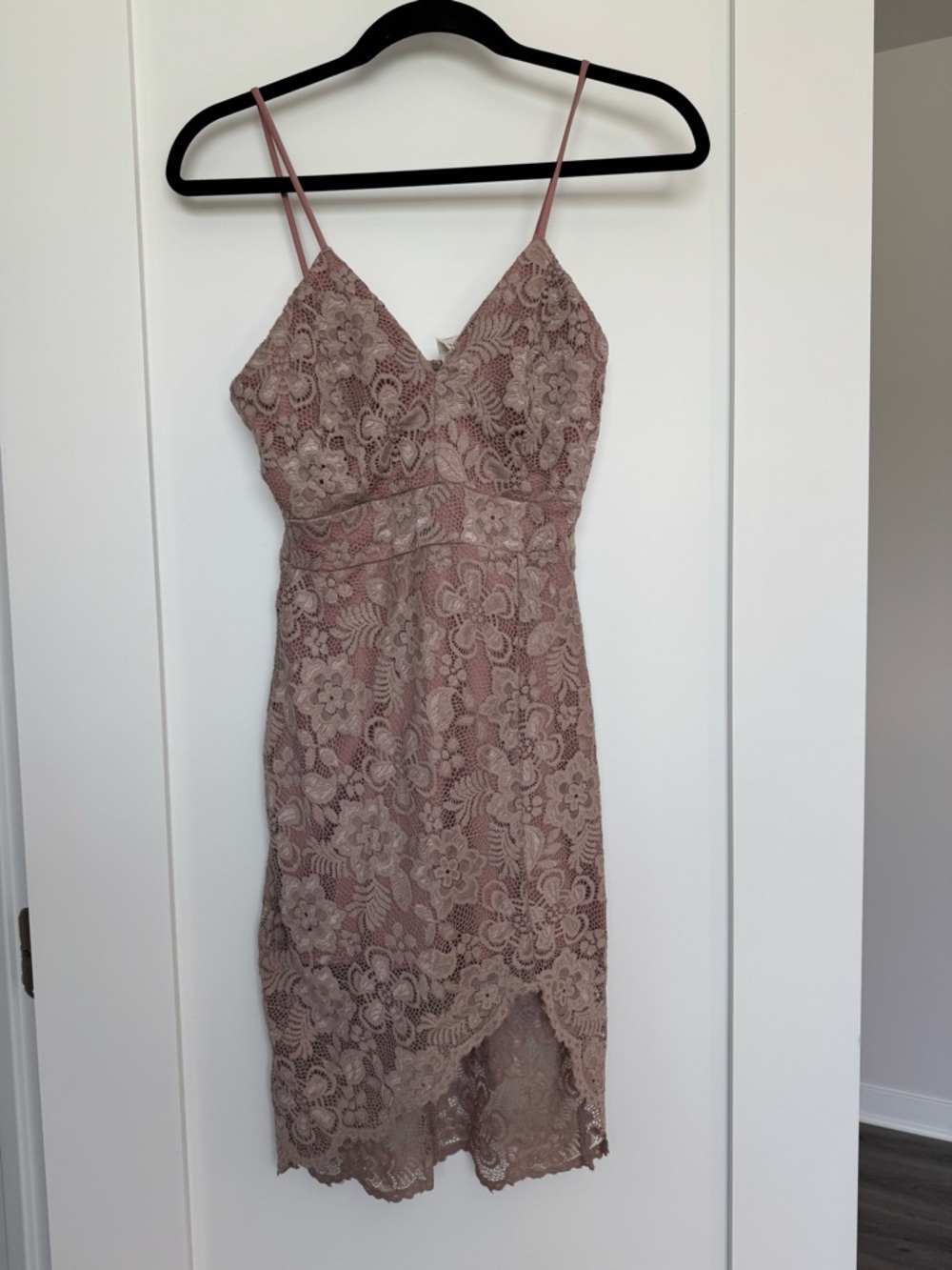 Spaghetti Strap Lace Dress in Dusty Mauve